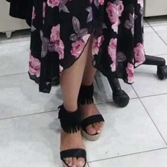 Floral Smocked Spaghetti Strap Dress with Assymetrical Hem can fit XS-S - Picture 5 of 7